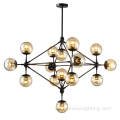 Vintage multi glass black metal chandelier